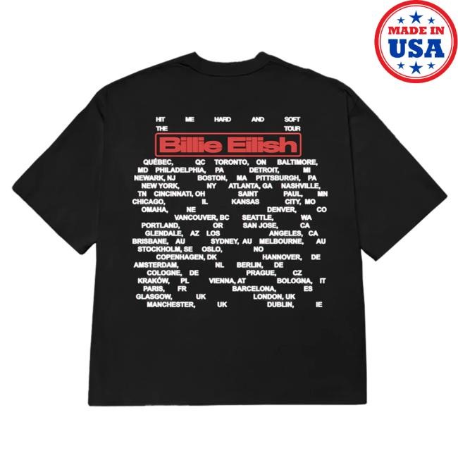 Glasses Graphic Hit Me Hard And Soft Tour 2024 Black Tee Billie Eilish