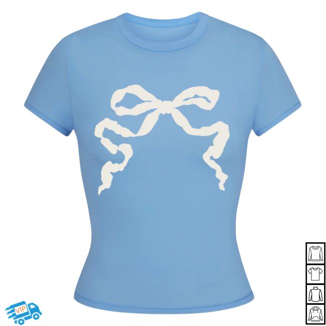 Official Lana Del Rey New Store Shop Merch Blue Cropped T Shirt With Ribbon