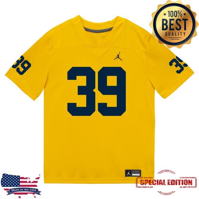 Michigan Wolverines #39 Max Reyes Student Athlete Maize Football Jersey Tees The M Den Shop Official