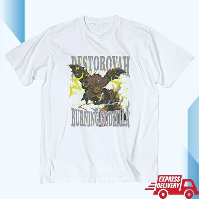 Official Godzilla Merch Store Godzilla vs. Destoroyah 30th Anniversary Scene Illustration Top Shirt 5 (Godzilla vs. Destoroyah) White