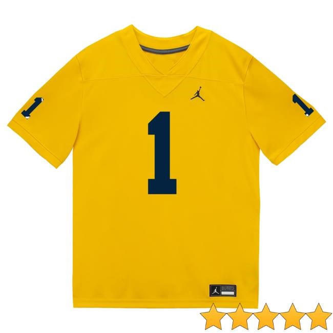 The M Den Michigan Wolverines #1 Jaishawn Barham Student Athlete Maize Football Jersey Tees
