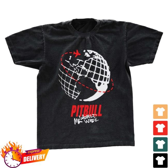 Official Pitbull Merch Store Pitbull Globe Shirt 2024 - BLK Pitbull Clothing Shop
