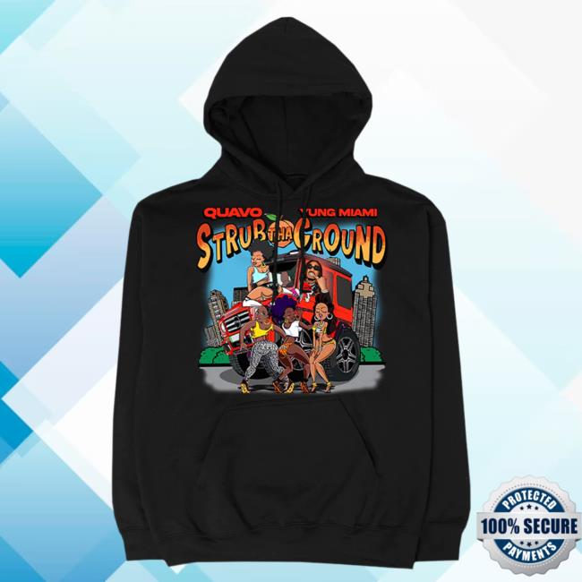 Official Quavo Merch Strub Tha Ground Black Pull Over Hoodie
