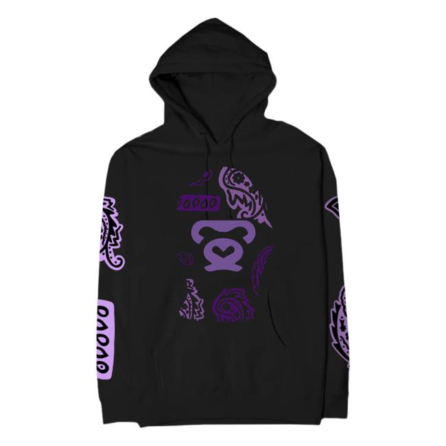 Official GloRilla Merch Store Paisley Ski Mask Popover Sweatshirt Black GloRilla Apparel Clothing Shop Glo Rilla
