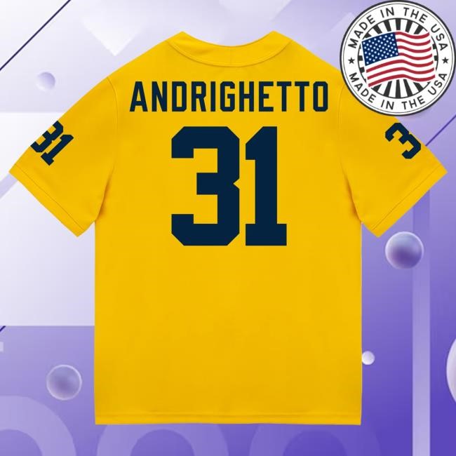 Michigan Wolverines #31 Nico Andrighetto Student Athlete Maize Football Jersey T Shirt The M Den Shop