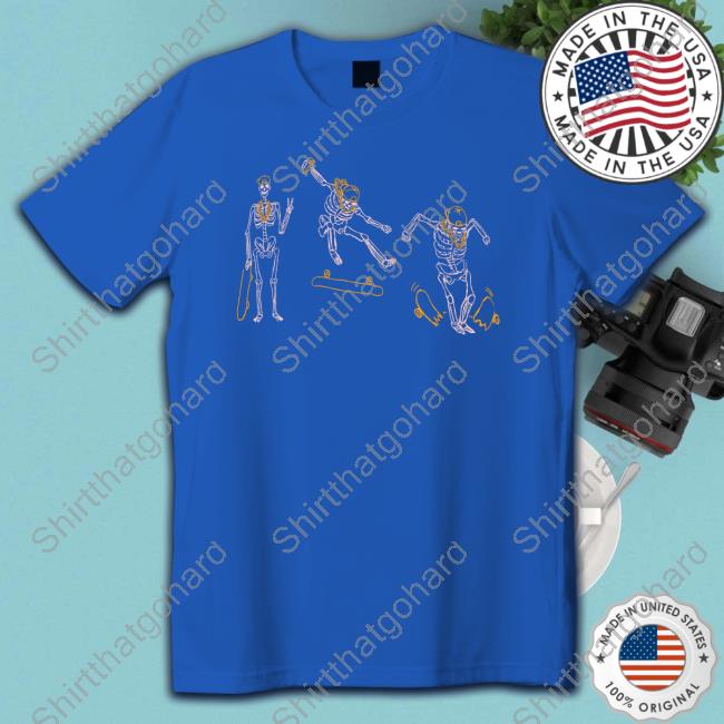 Punz Skeleton Skateboard T Shirt Punz Skeleton Skateboard Tee