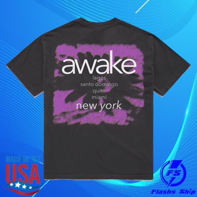 Official Awake NY Clothing Shop Merch City Flower Black Tee Shirt