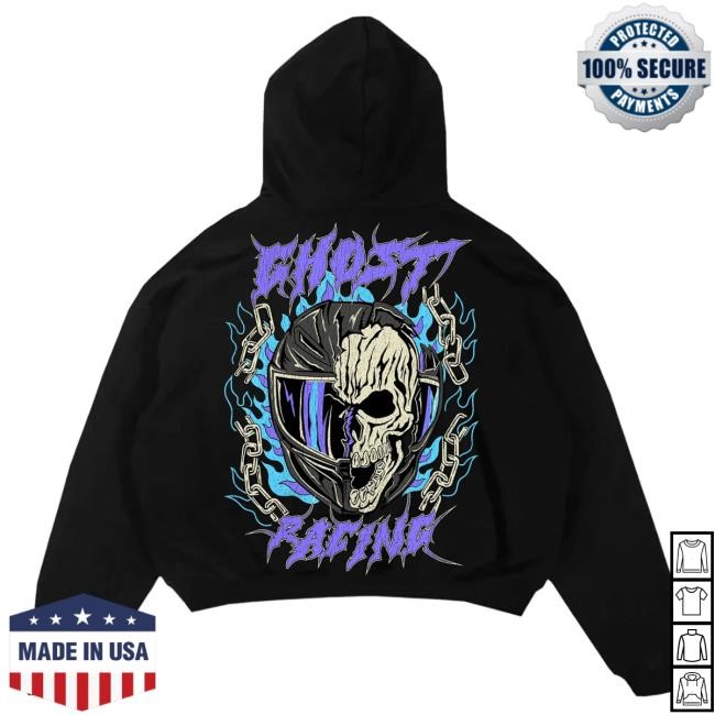 Official Ghost Racing Clothing Split Skull Helmet Hot Shirt - Black
