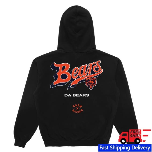 Official Born X Raised + Bears Pro Script New Shirt: Black NFL 2025 Kickoff