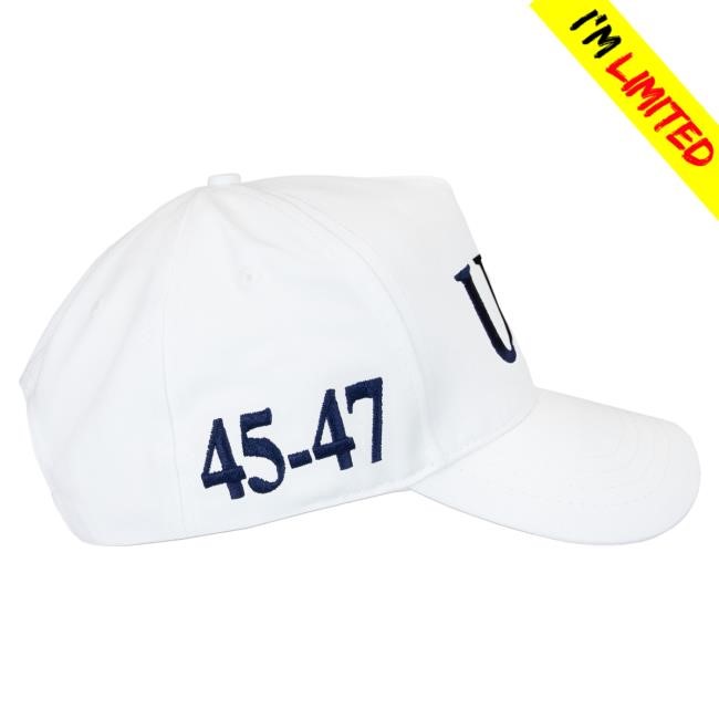 Official Donald Trump Merch Store USA 45-47 Hat White Official Donald Trump Merch Store USA 45-47 Cap White