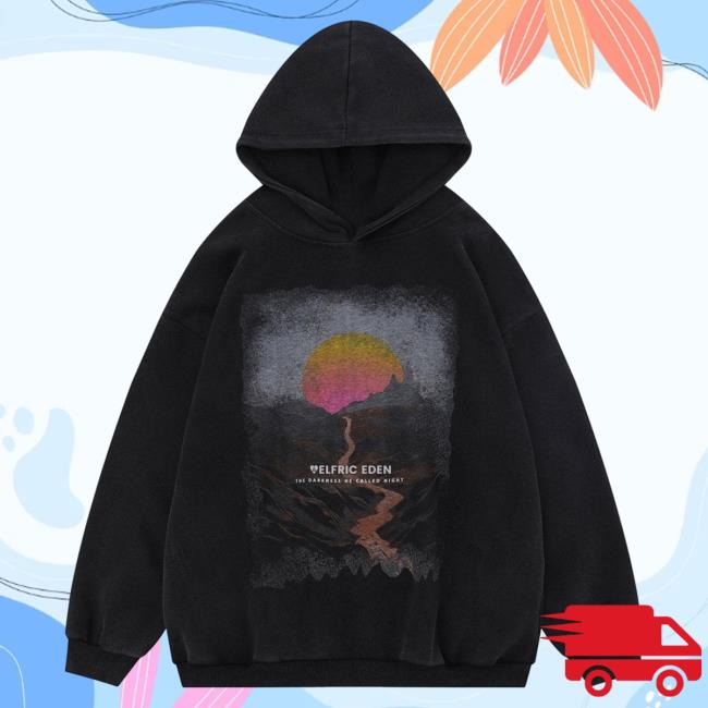 Official Aelfric Eden Clothing Merch Store Aelfric Eden Mountain Sunset Print Pull Over Hoodie Black AelfricEden