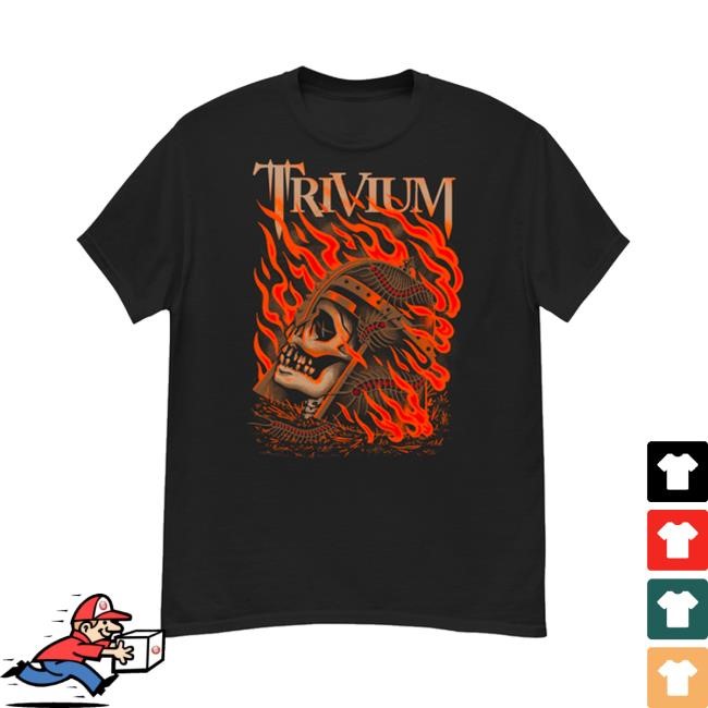 Trivium Merch Flaming Skull Tee