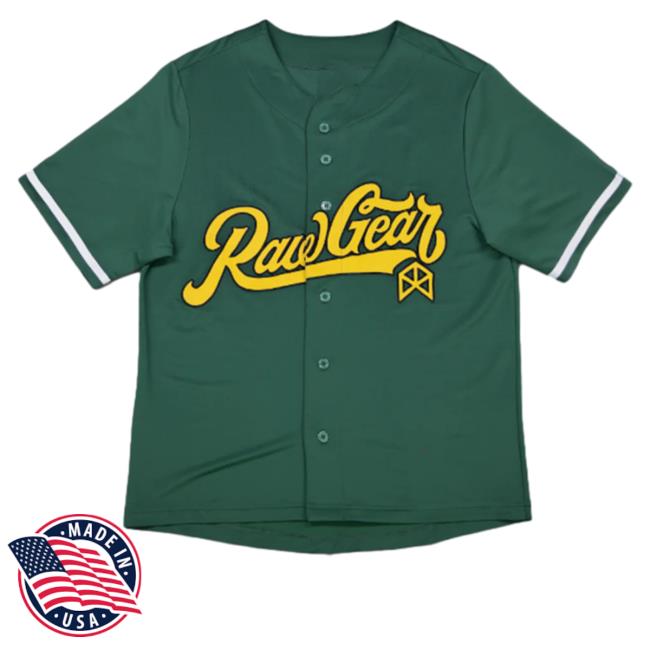 Official Rawgear Merch Varsity Baseball Jersey Green Tee