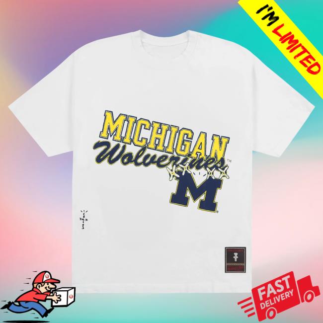 Official Travis Scott Utopia Merch Store CJ X M&N X UNIVERSITY OF MICHIGAN HANDDRAWN Shirt New Travis Scott Apparel Clothing TravisScott