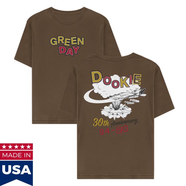 Official Green Day Merch Store Shop Green Day Dookie 30Th Explosion Logo Brown Tee GreenDay