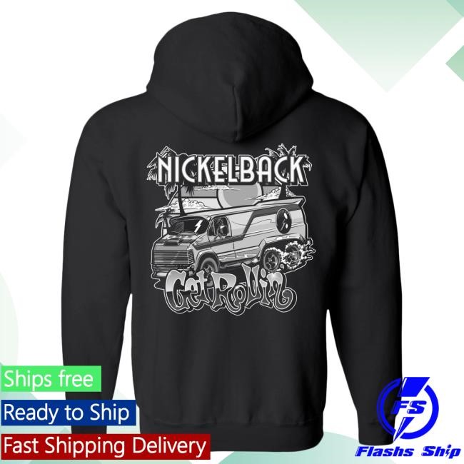 Official Nickelback Merch Nickelback Get Rollin' Black Zip Hood Nickelback Apparel