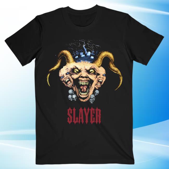 Official Slayer Clothing Store Shop Merch Triple Demon Head Top Shirt