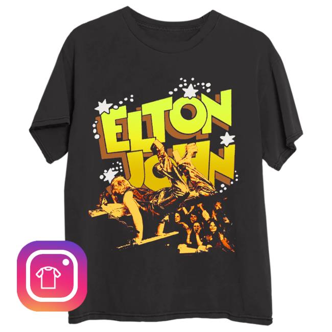 Elton John Merch Store EJ Piano Handstand Photo New Tee