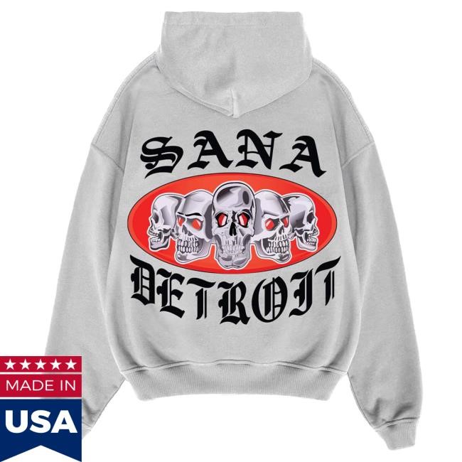 Official Sana Detroit Store Skull Emblem Hood - Ash Online SanaDetroit