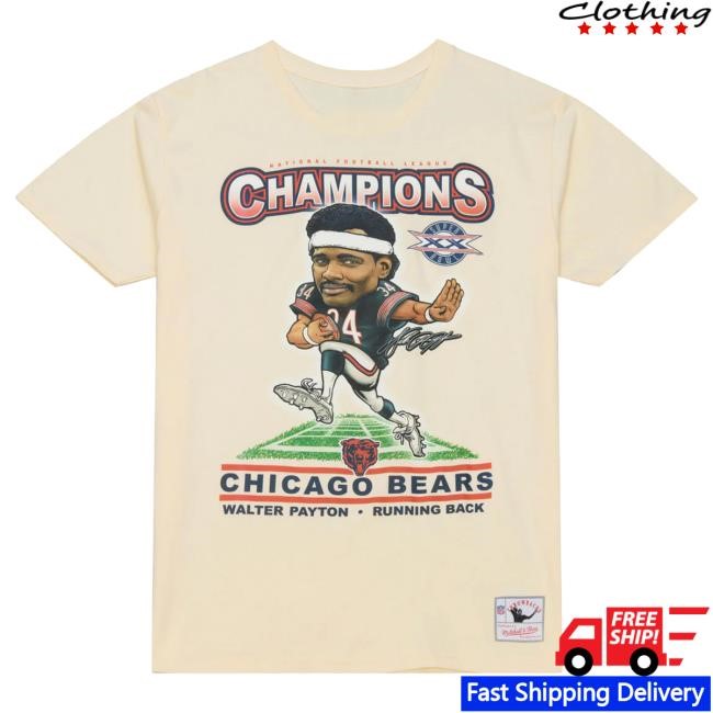 Chicago Bears Mitchell & Ness Throwback Walter Payton Natural Caricature NFC Champs Tees | Buy Official Clark Street Sports