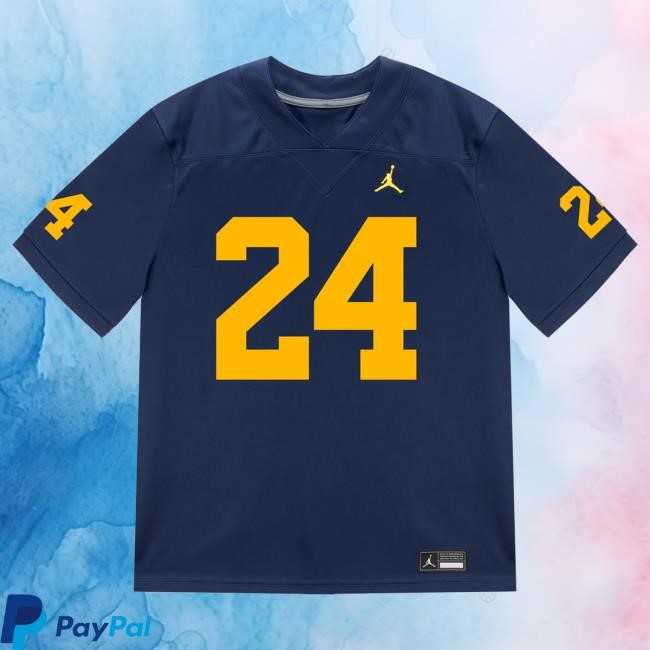 The M Den Michigan Wolverines #24 Tevis Metcalf Student Athlete Blue Football Jersey Shirts