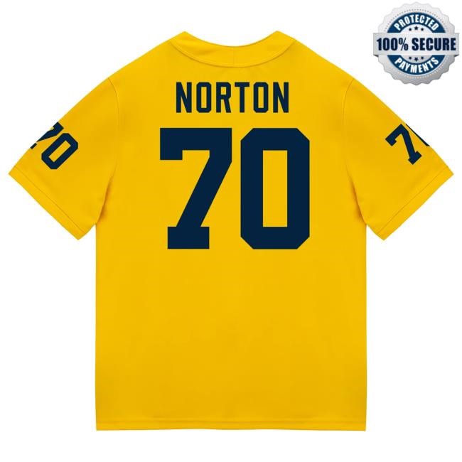 Michigan Wolverines #70 Brady Norton Student Athlete Maize Football Jersey Tshirt The M Den Shop Official