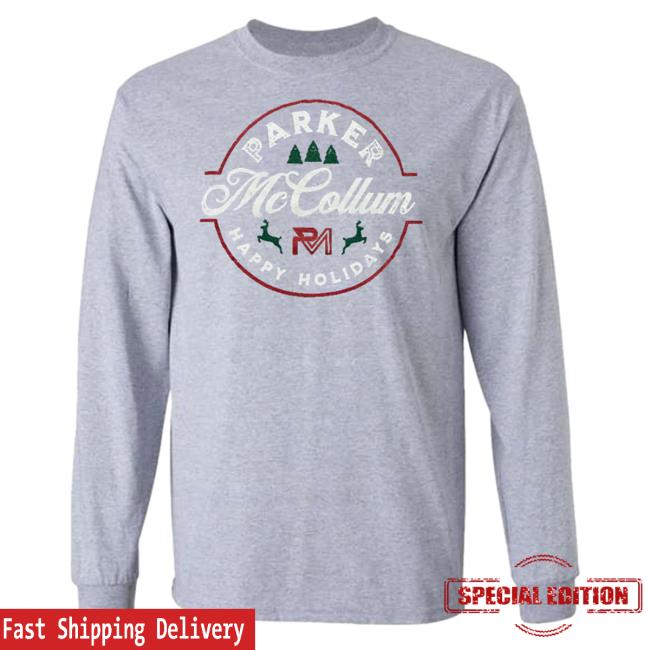 Official Parker Mccollum Merch Grey Happy Holidays Long Sleeve T Shirt