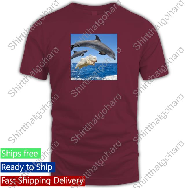 Official Dog Riding The Waves With The Dolphins T-Shirt
