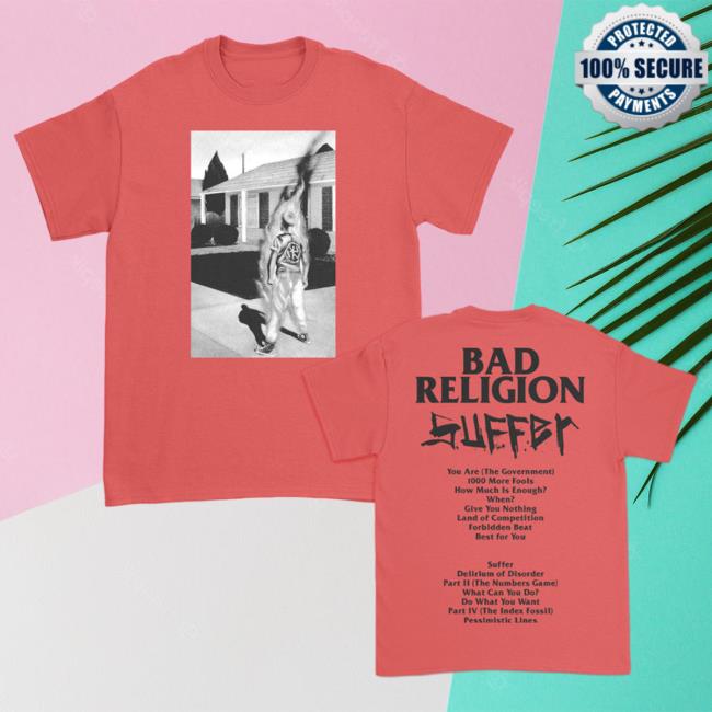 Official Kings Road Merch Store Bad Religion Suffer Tracklist Shirt 2024 (Red) BadReligion Kings Road Shop