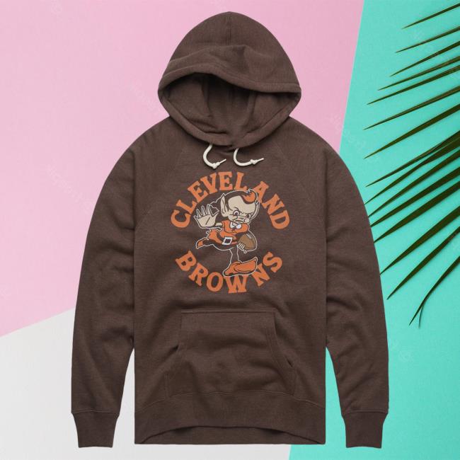 Official Homage Merch Store Homage Cleveland Browns Brownie Stiff Arm Hoodies Homage Apparel Clothing Shop