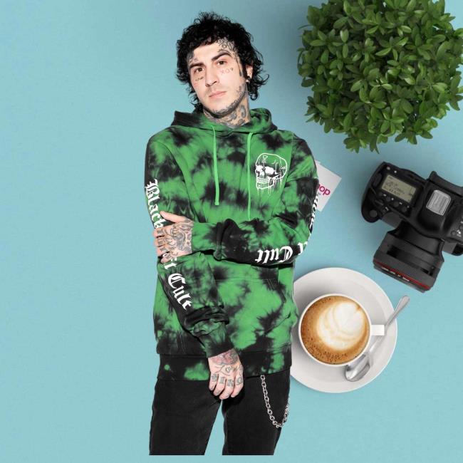 Blackcraft Cult Clothing Store BlackcraftCult Skullcraft - Green Lightning Dye Sweater