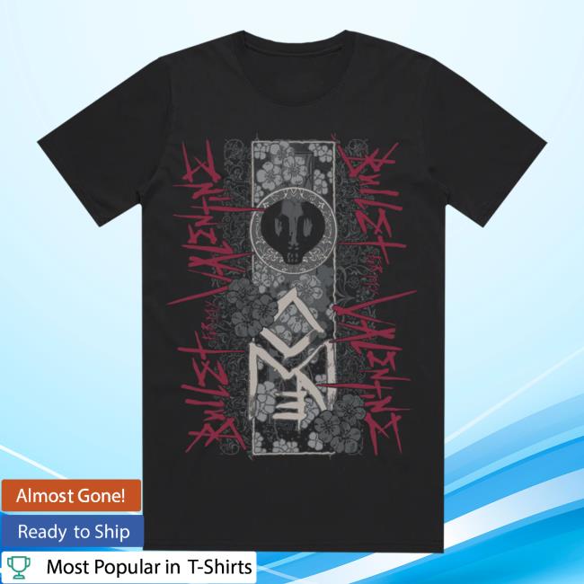 Bullet For My Valentine Store Shop Merch Floral Skull Scroll Black Tshirt