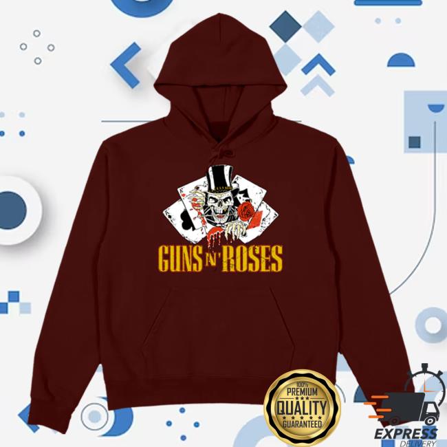 Official Gnr Merch Store Cards Maroon Hooded Sweatshirt Gnrmerch