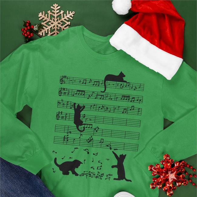 Threatening Music Notation Cute Cat Playing Music Note Clef Musician Offical Limited Tee White Threatnotation