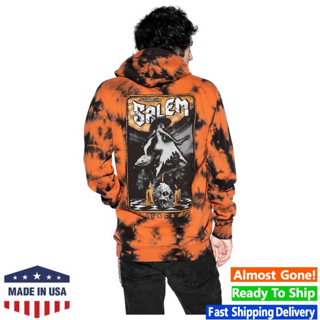 Blackcraft Cult Clothing Store BlackcraftCult Summoned From Salem - Orange Lightning Dye Popover Hoodie
