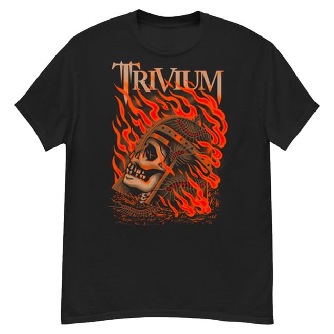Official Trivium Merch Store Trivium Flaming Skull T Shirt