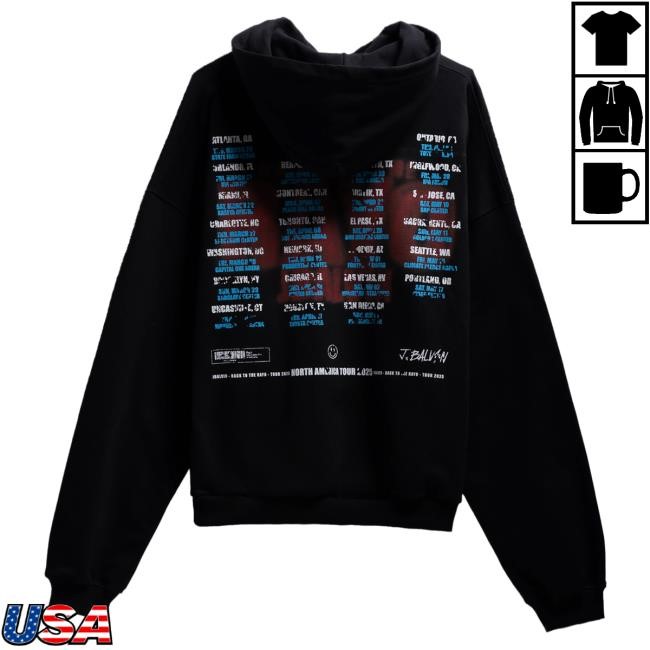 Official J Balvin Merch Shop Rayo Tour Black Hooded Sweatshirt JBalvin