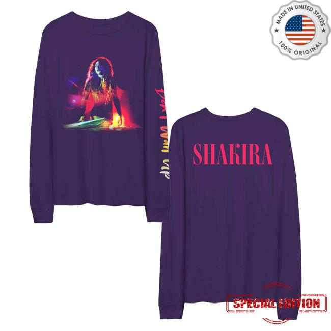 Official Shakira Merch Store Don't Wait Up Long Sleeve Tee Shirt - Black Shakira Apparel Clothing Shop