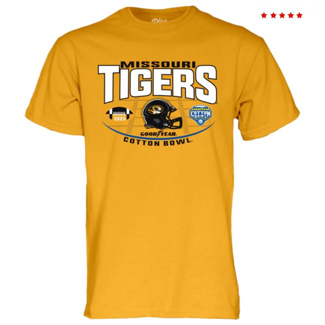 Mizzou Cotton Bowl Apparel Mizzou Tigers Step Ahead Mizzou Cotton Bowl Football Helmet Gold Shirt