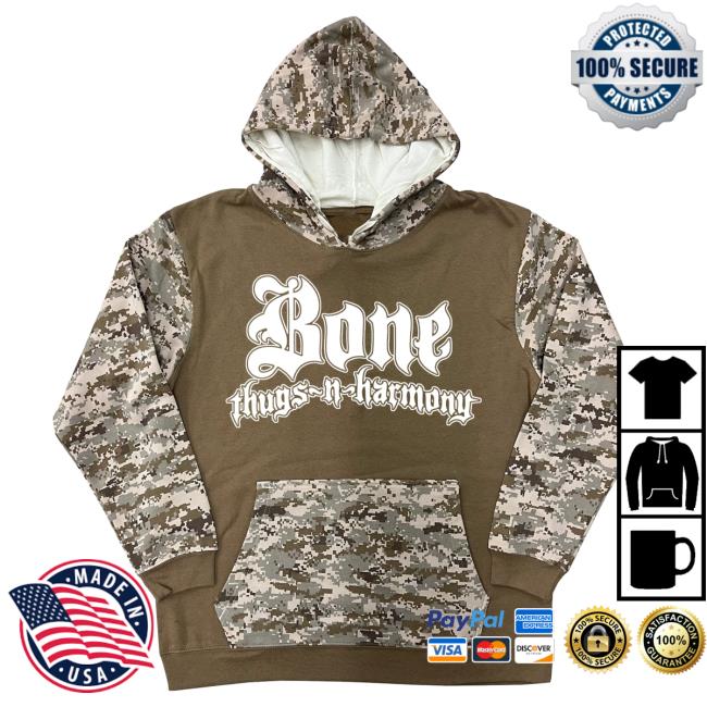 Official Merch Bar Store Bone Thugs-N-Harmony White Logo "Digital Sand Camo" Pullover Sweatshirt MerchBar BoneThugsnHarmony Apparel Clothing Shop