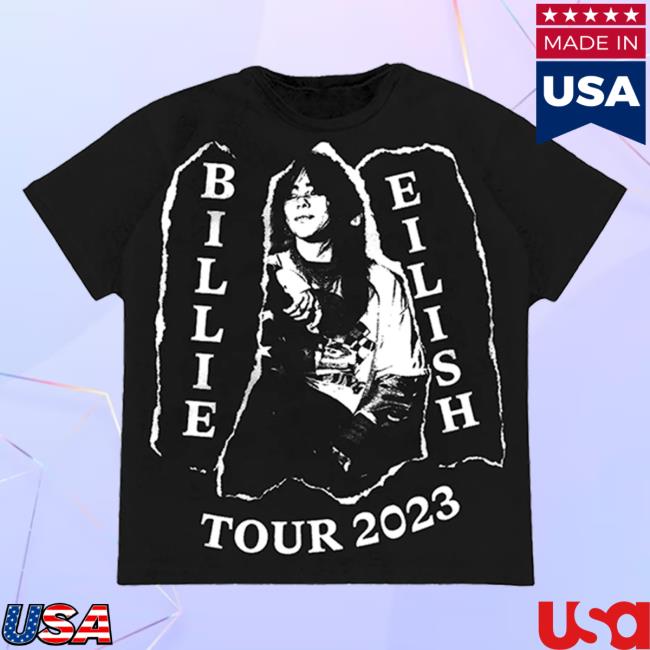 Official Interscope Records BillieEilish Merch Clothing Store Billie Eilish Billie Live Black Tour 2023 Hot Shirt