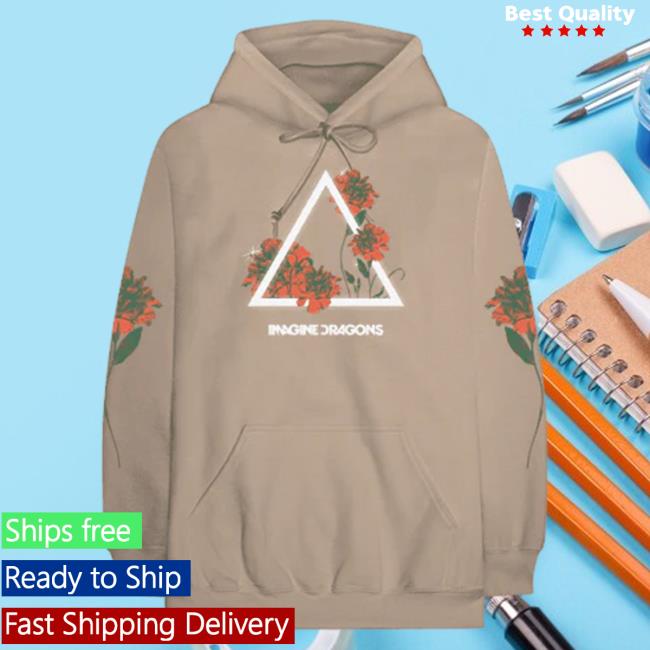Official Imagine Dragons Apparel Store Merch Floral Logo Tan Crewneck Sweatshirt Imagine Dragons Shop