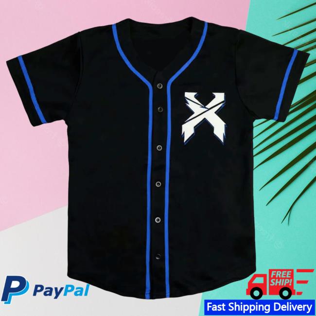 Official Excision Merch Headbanger Baseball Jersey Shirt New (Black/Blue)
