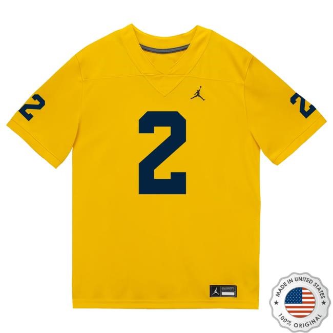The M Den Michigan Wolverines #2 Jadyn Davis Student Athlete Maize Football Jersey Tshirt