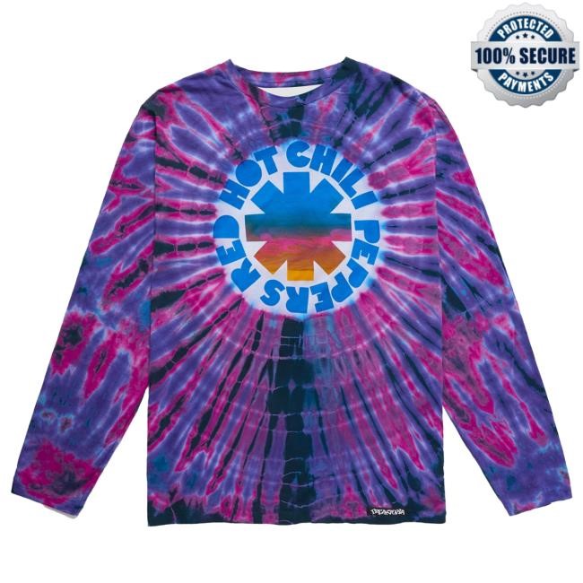 Official Red Hot Chili Peppers RHCP x Freaktopia Tie Dye Long Sleeve Top Shirt - Ultraviolet
