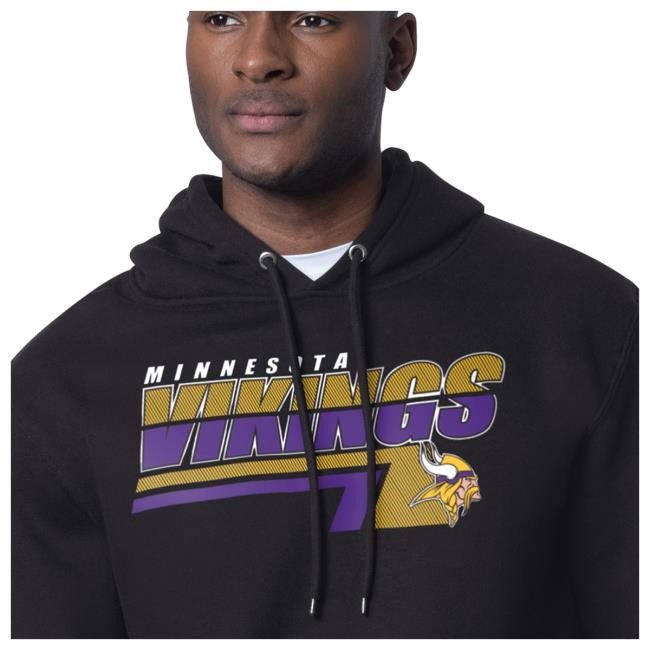 Official Minnesota Vikings Store Men's Starter Black Minnesota Vikings Logo Push Graphic Hoodies MinnesotaVikings