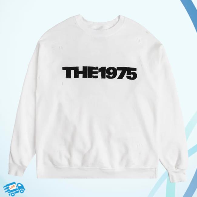 Official The 1975 Apparel Clothing Store Merch Shop The1975 Logo Distressed White Crewneck Sweatshirt