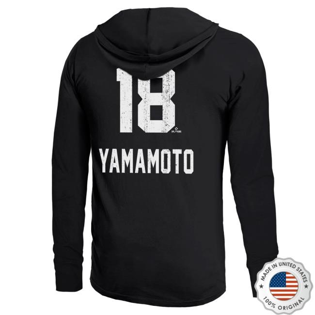 Official Men's Los Angeles Dodgers Yoshinobu Yamamoto Majestic Threads Black 2025 World Series Champions Hoodies Mlb Shop