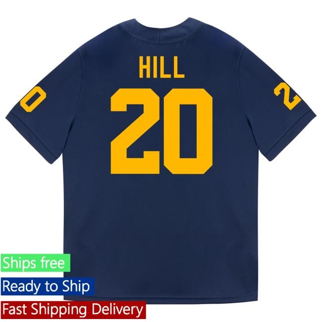 The M Den Michigan Wolverines #20 Jyaire Hill Student Athlete Blue Football Jersey Tshirt