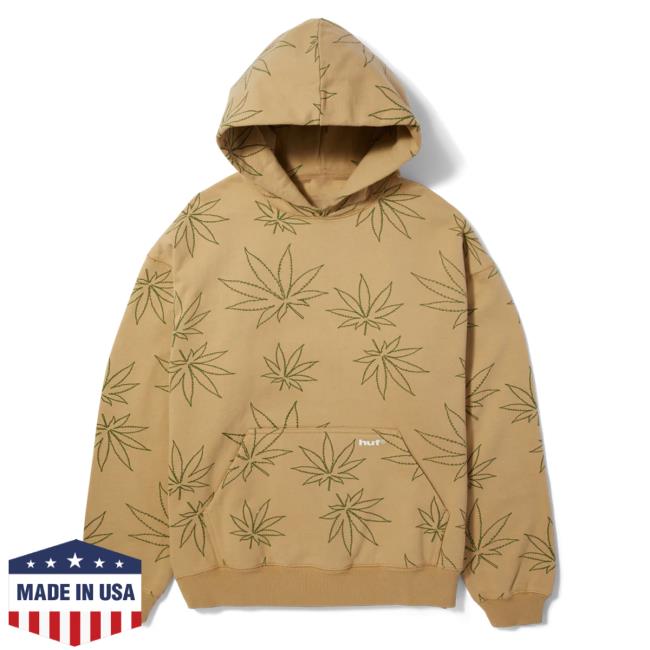 Huf Plantlife Fleece Aop Hooded Sweatshirt Oatmeal 3D All Over Print